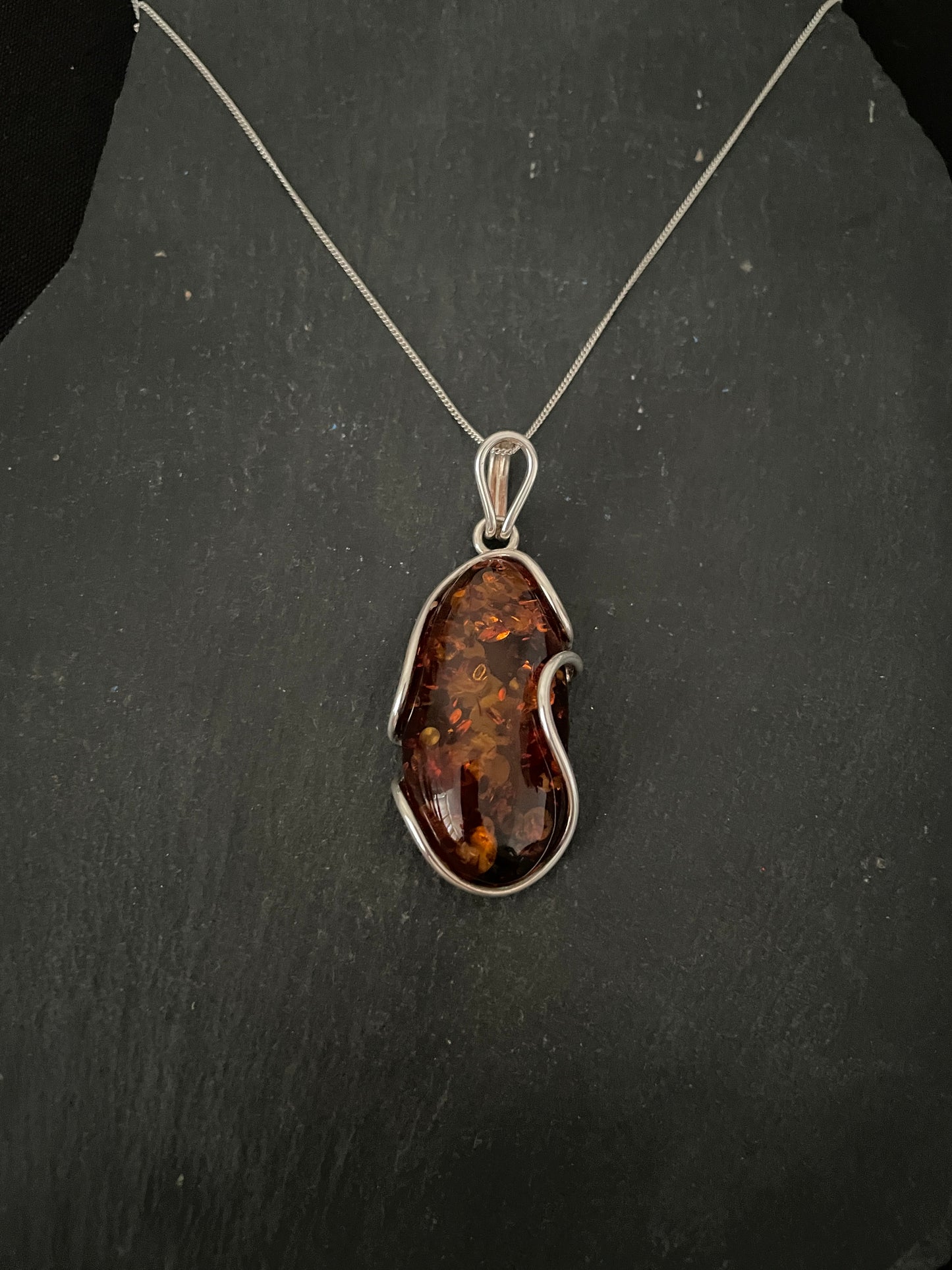 Amber and Handmade Silver Pendant image 0