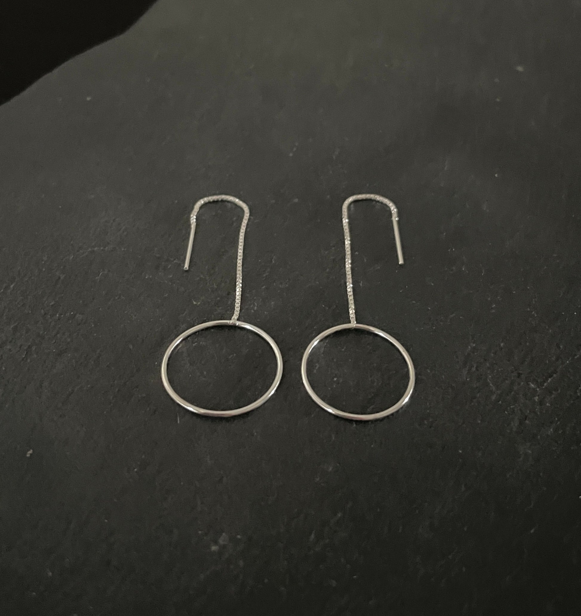 Silver Hoop Drop Earrings image 1