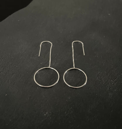 Silver Hoop Drop Earrings image 1