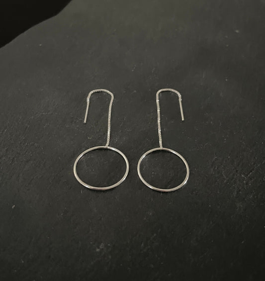 Silver Hoop Drop Earrings image 1