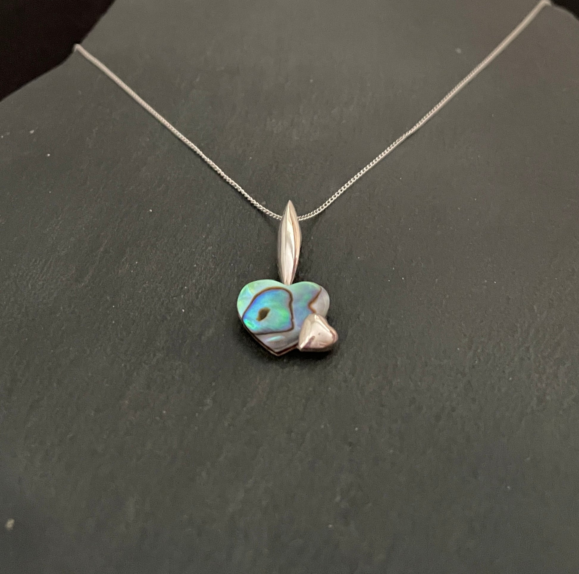 Paua Shell Heart and Silver Pendant image 1