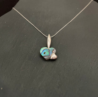 Paua Shell Heart and Silver Pendant image 1