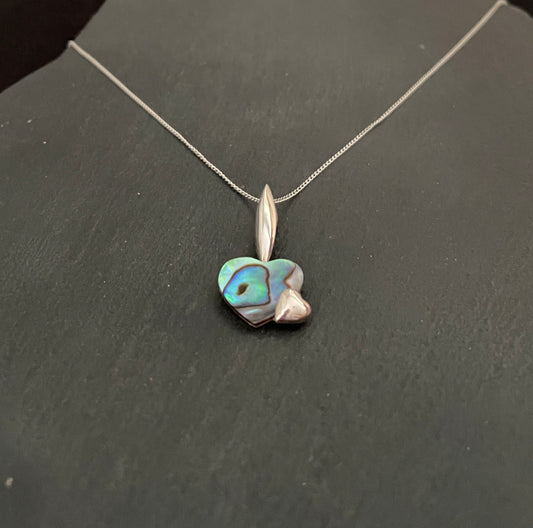 Paua Shell Heart and Silver Pendant image 1