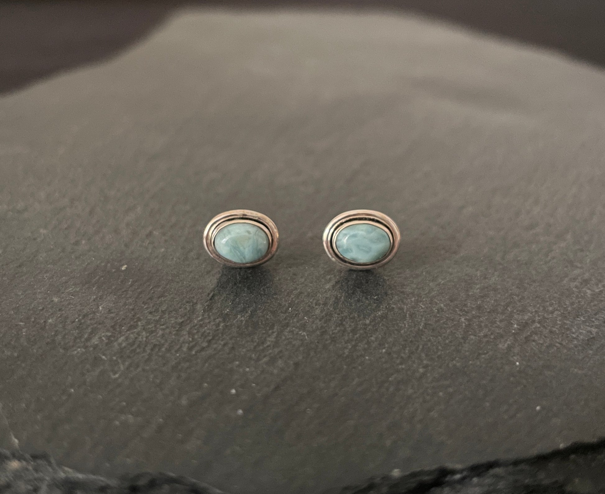 Oval Larimar Stud Earring image 0