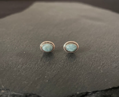 Oval Larimar Stud Earring image 0
