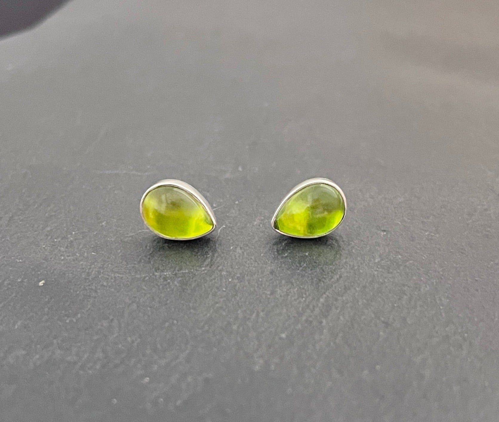 Peridot Teardrop Stud Earrings image 0