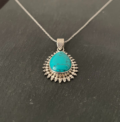 Turquoise and Silver Pendant image 1