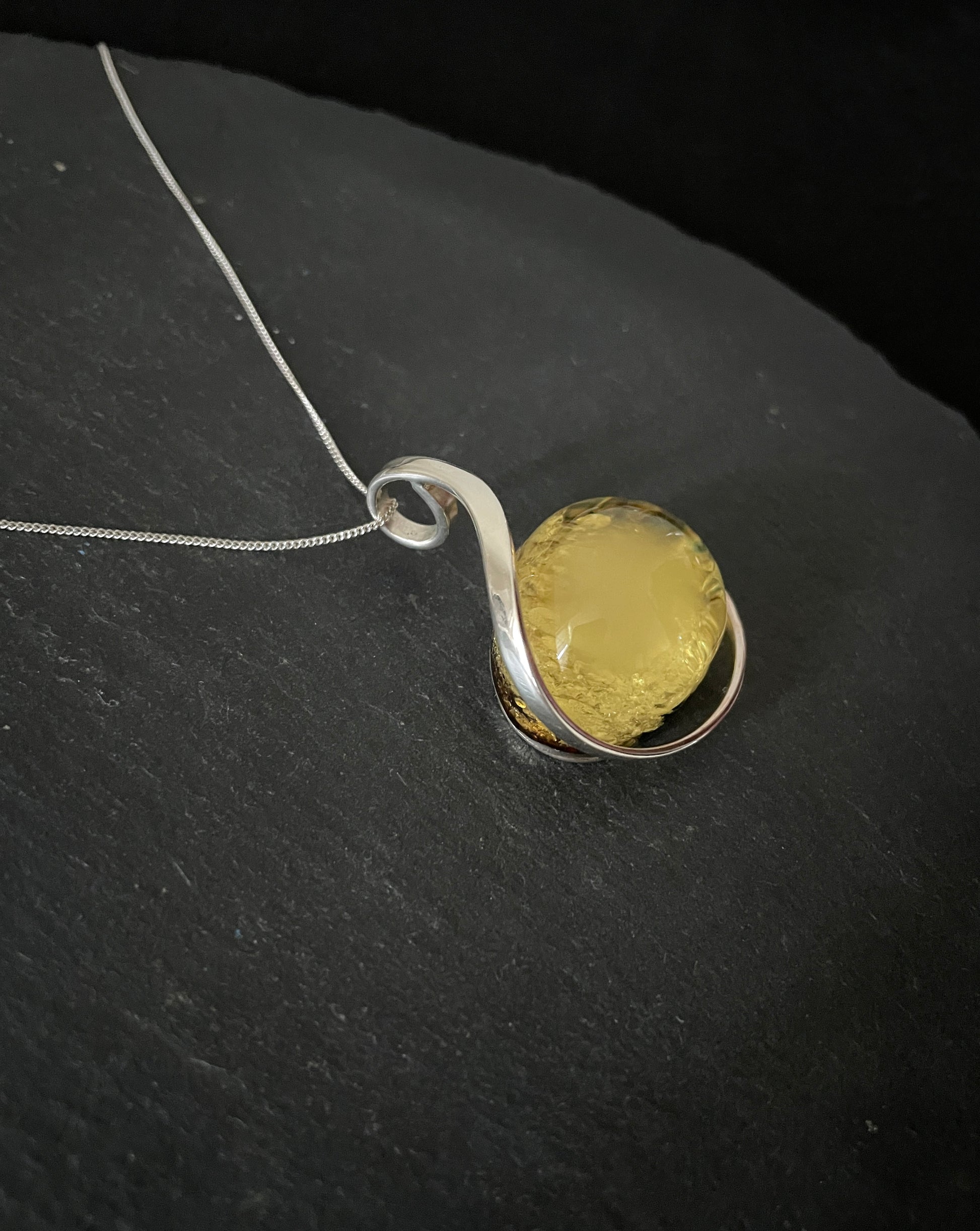 Amber and Handmade Silver Pendant image 2