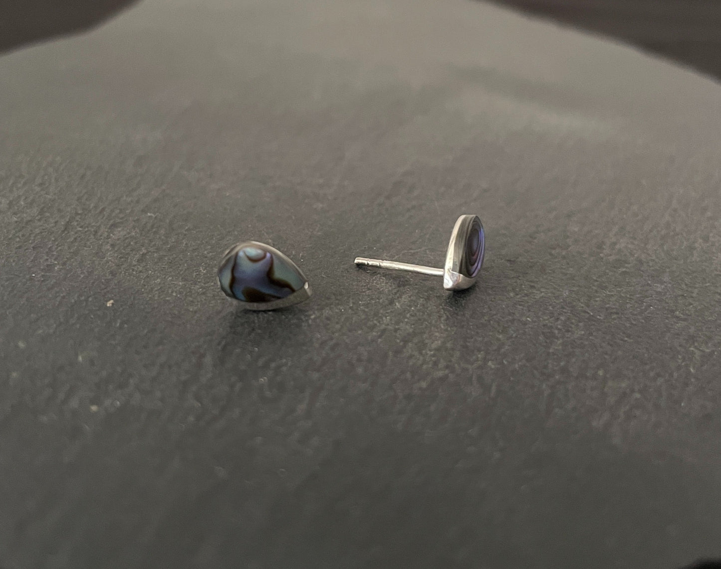 Paua Shell and Silver Teardrop Studs image 1