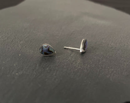 Paua Shell and Silver Teardrop Studs image 1
