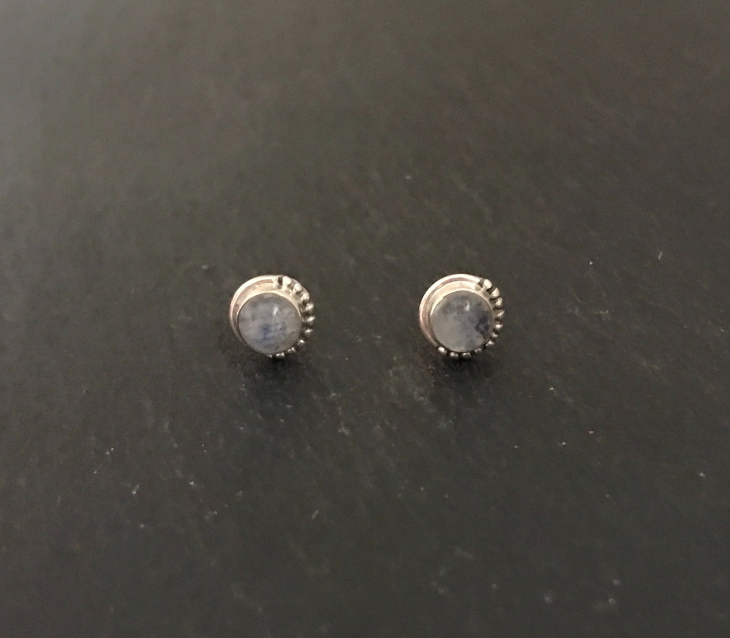 Round Moonstone Studs image 0
