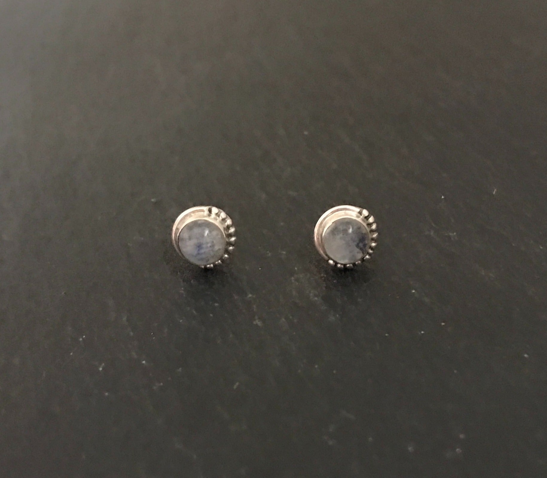 Round Moonstone Studs image 0