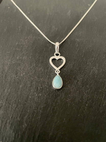 Larimar and Silver Pendant image 1