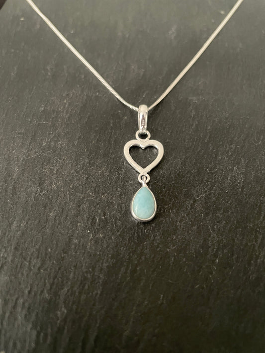Larimar and Silver Pendant image 1