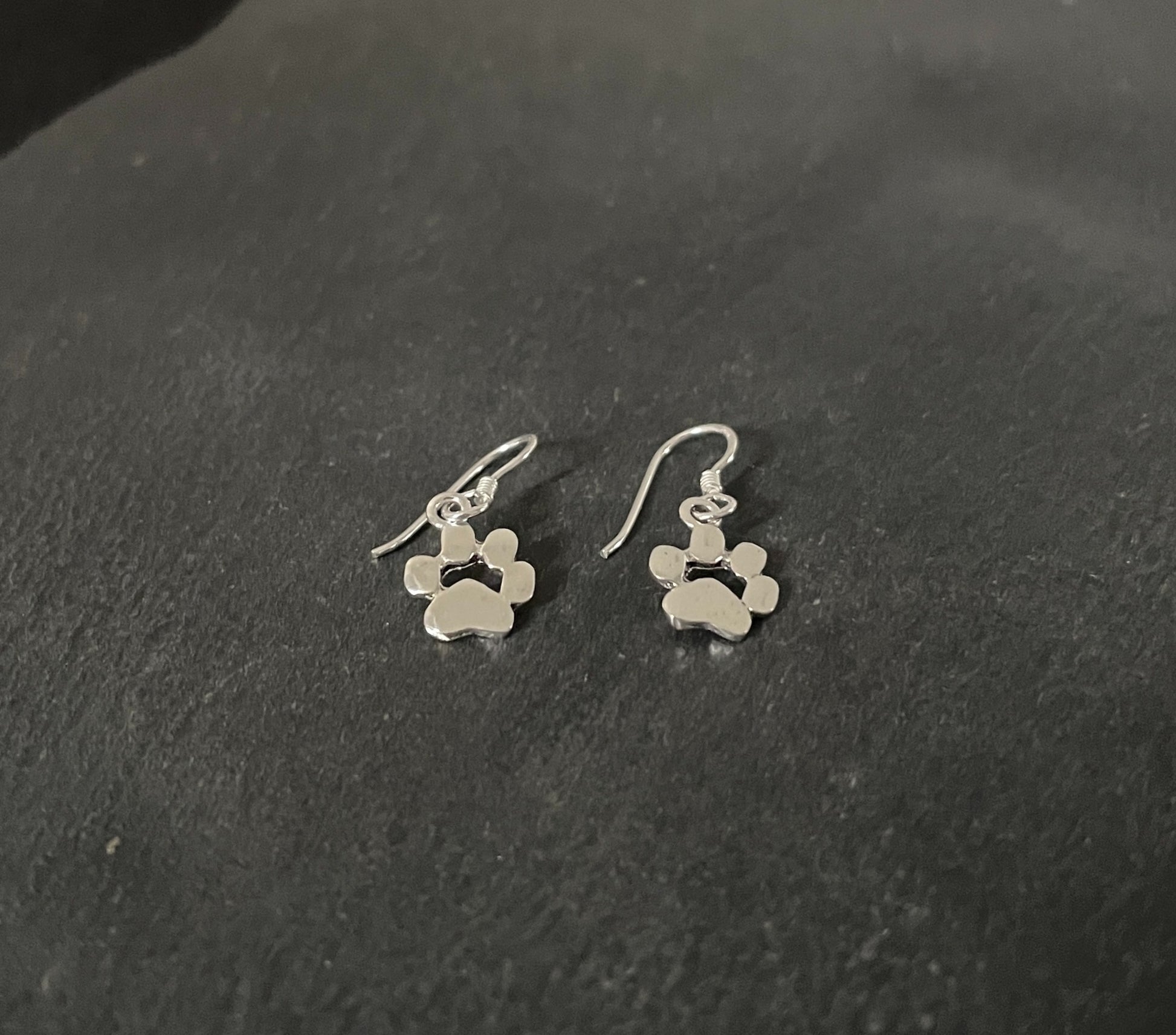Silver Paw Print Earrings image 1