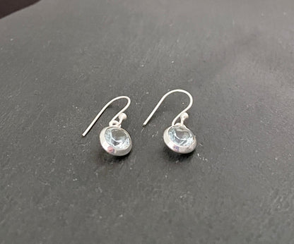 Round Blue Topaz and Silver Earrings image 1