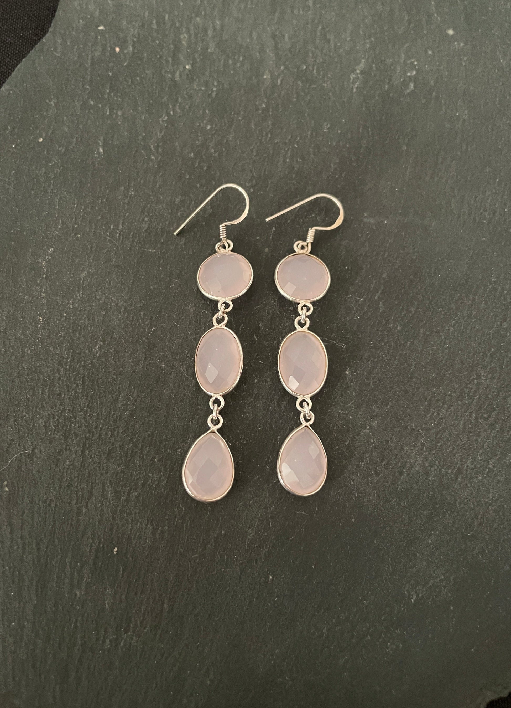 Rose Quartz and Silver Earrings image 0