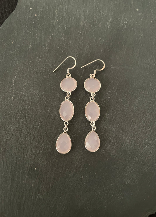 Rose Quartz and Silver Earrings image 0