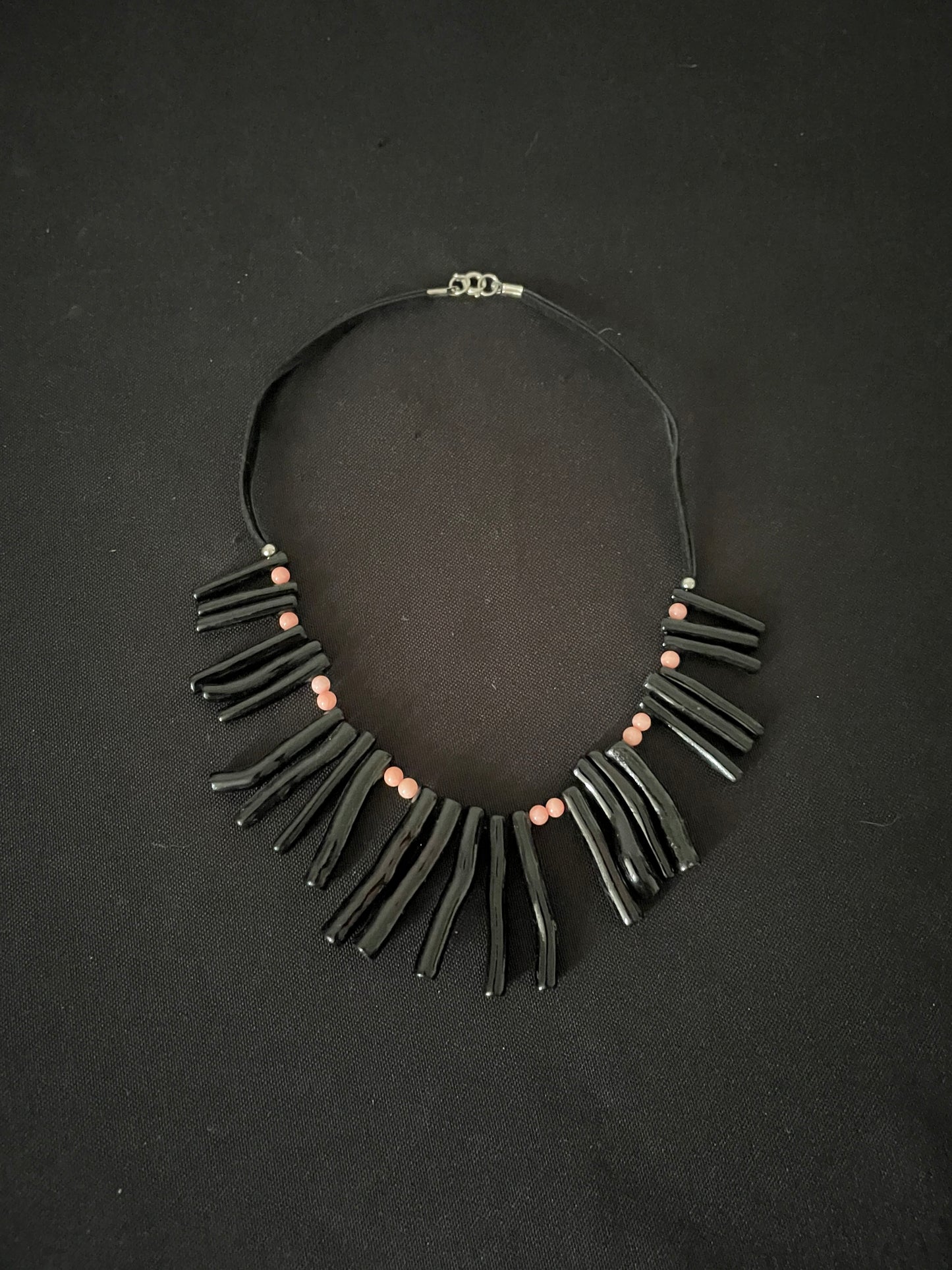 Black Bamboo and Bead Necklace image 0