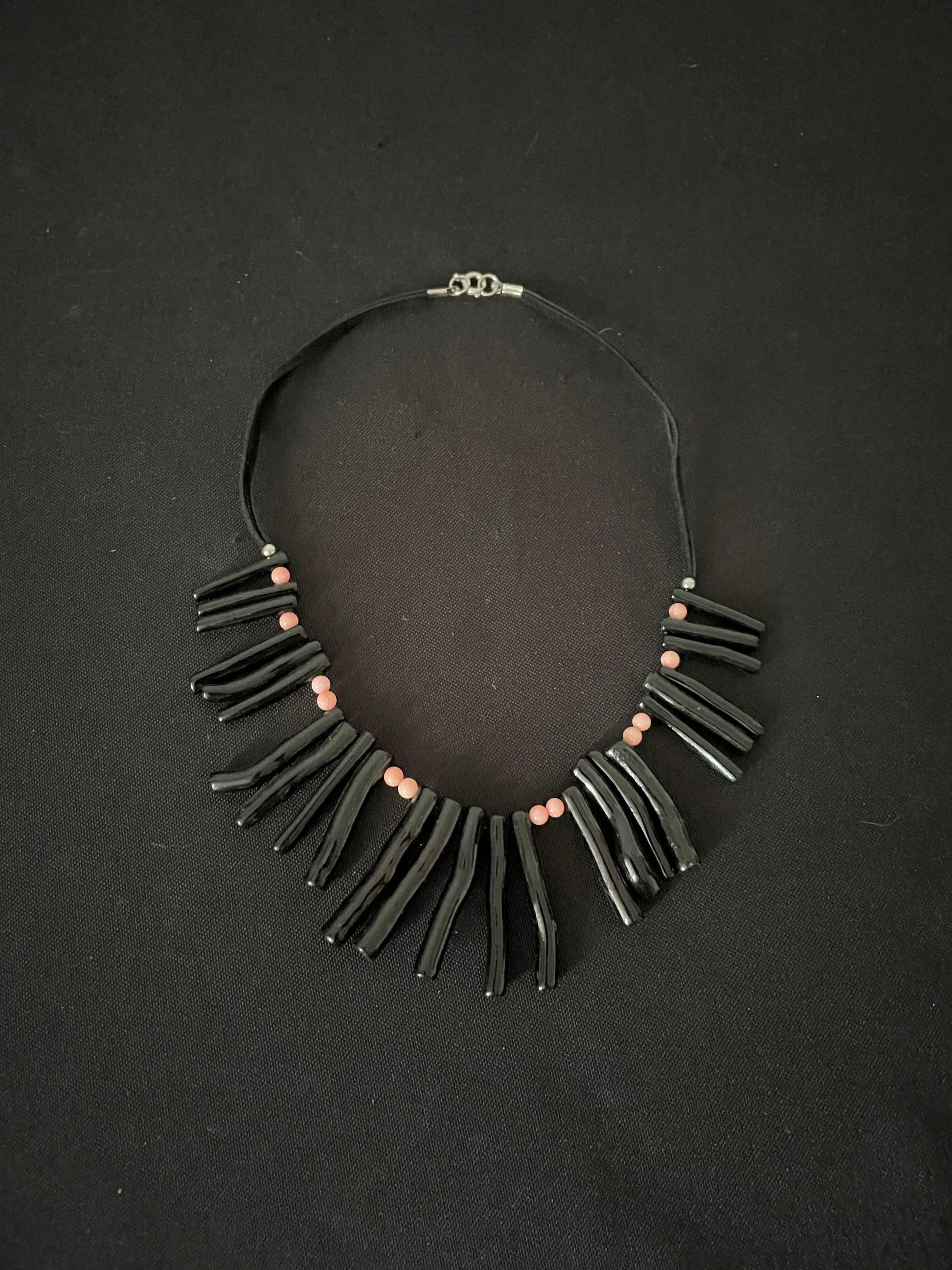 Black Bamboo and Bead Necklace image 0