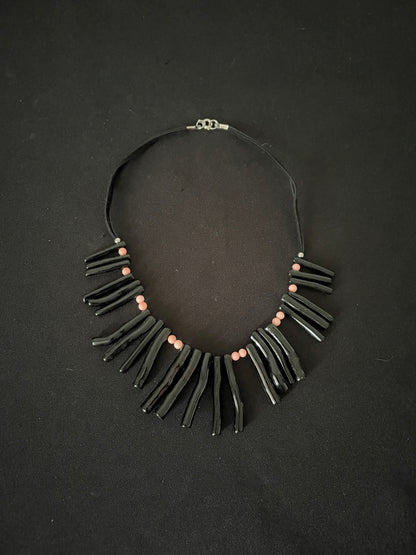 Black Bamboo and Bead Necklace image 0