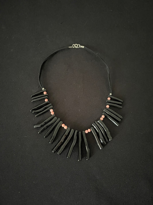 Black Bamboo and Bead Necklace image 0