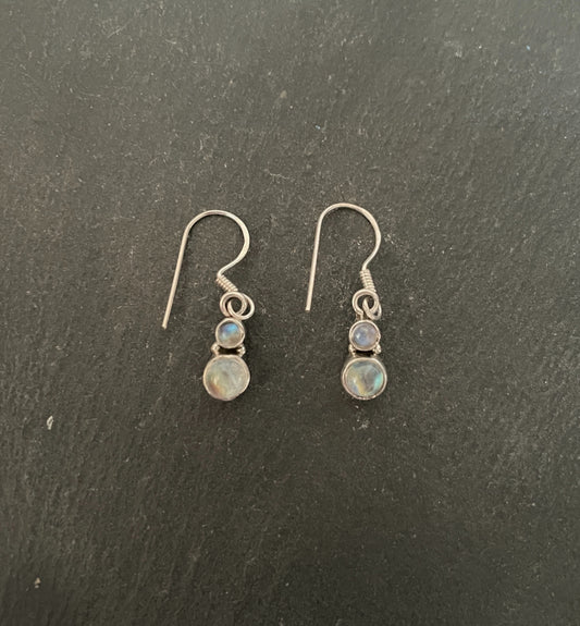 Moonstone Round Drop Earrings image 0