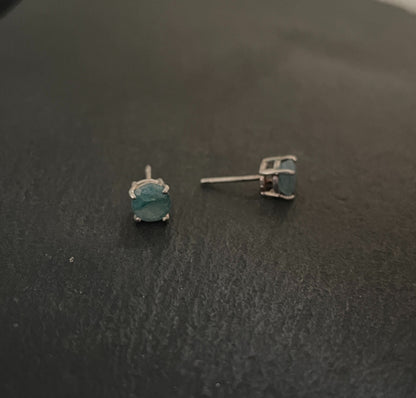 Round Emerald Stud Earrings image 1