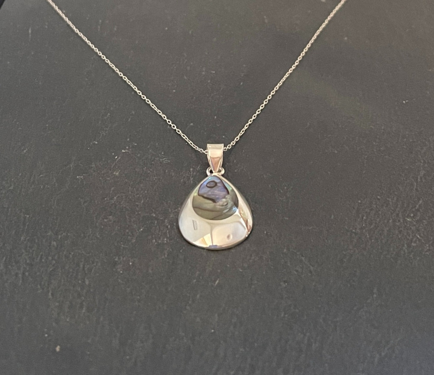 Paua Shell and Silver Teardrop Pendant image 1