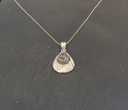 Paua Shell and Silver Teardrop Pendant image 1