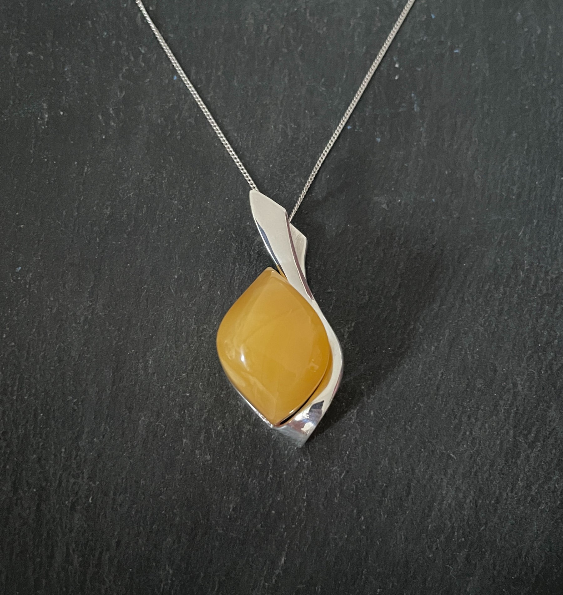 Yellow Amber and Silver Pendant image 0