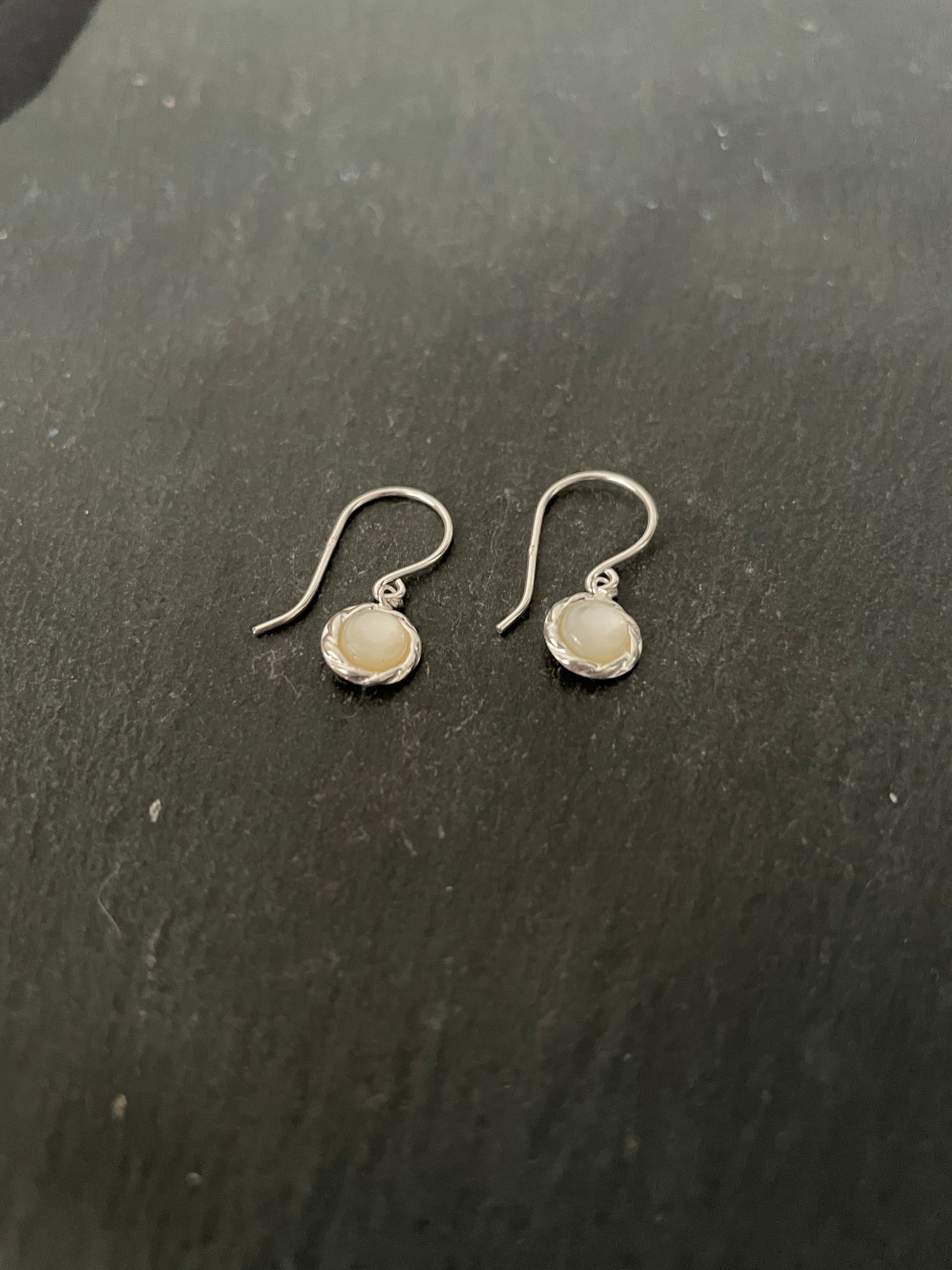 Mother of Pearl Round Earrings image 1