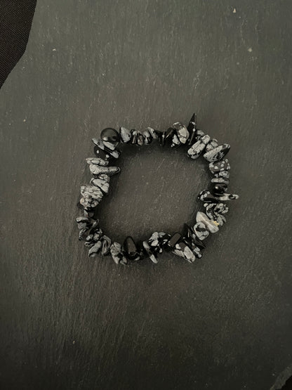 Snowflake Obsidian Chip Bracelet image 1