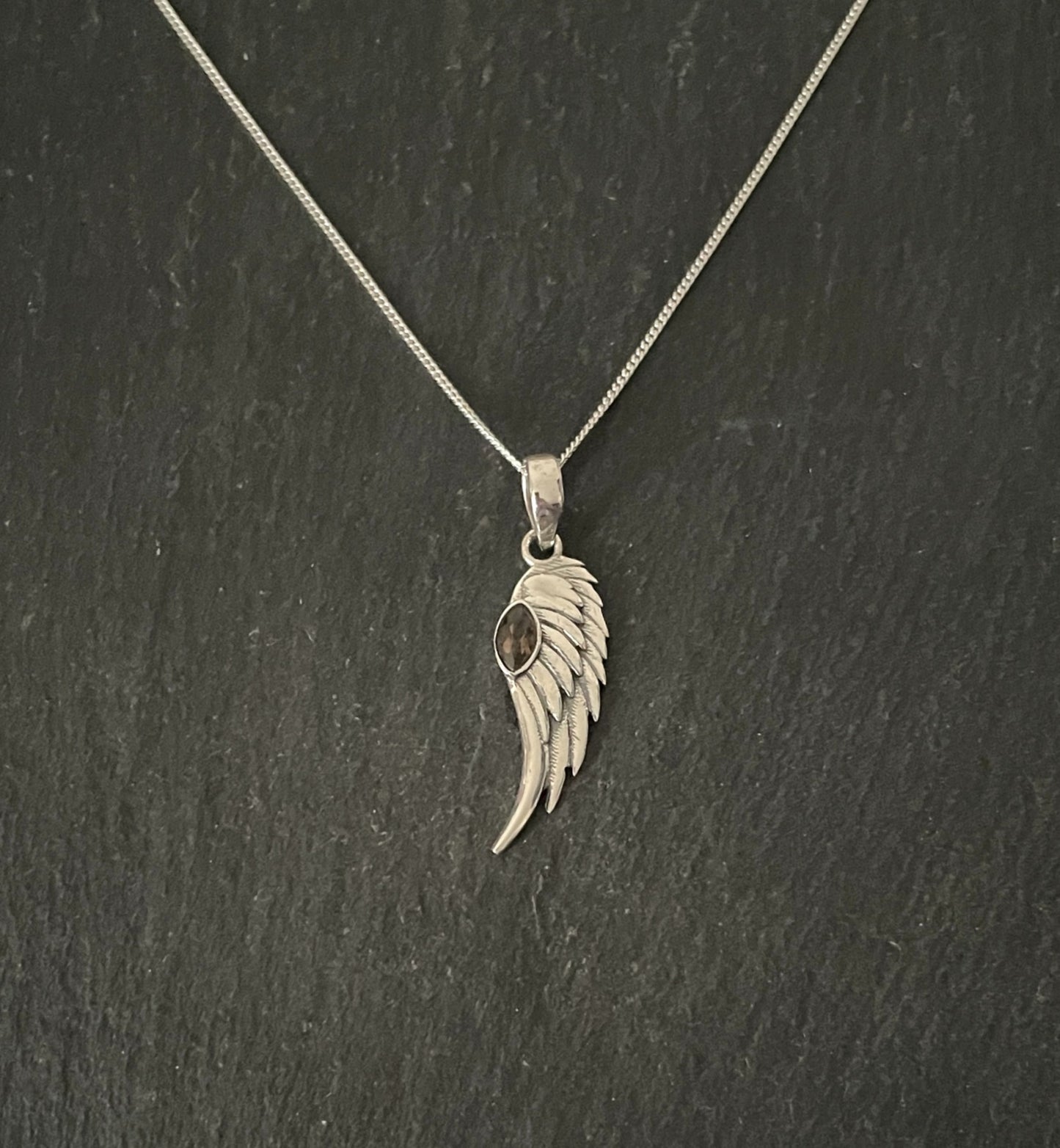 Smokey Quartz Angel Wing Pendant image 0