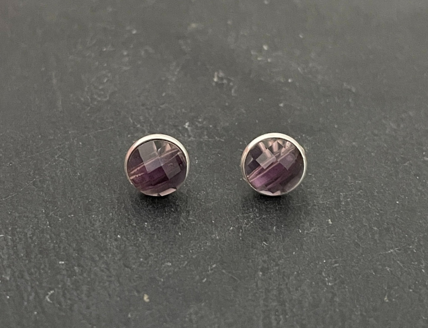 Amethyst Round Stud Earrings image 0
