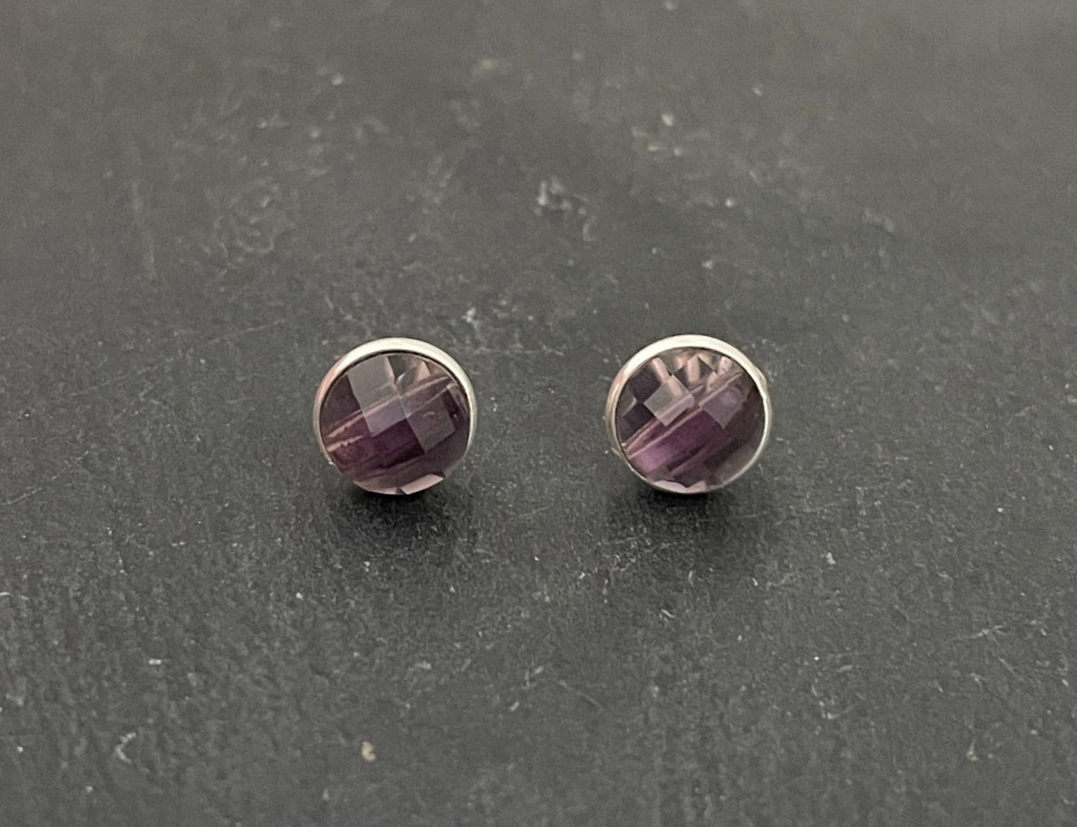Amethyst Round Stud Earrings image 0
