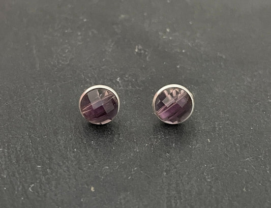 Amethyst Round Stud Earrings image 0