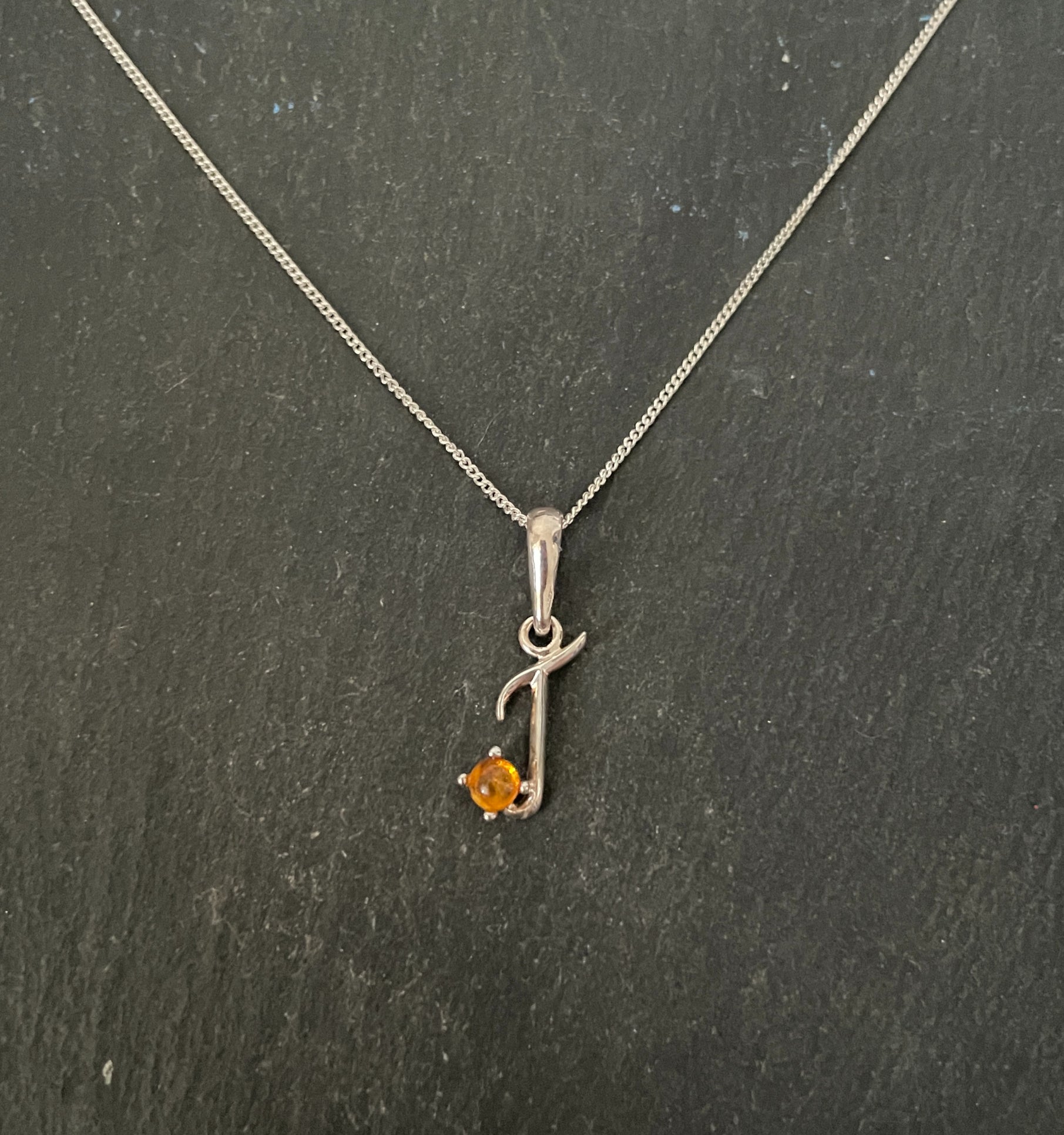 Letter J Amber Pendant image 0