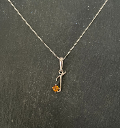 Letter J Amber Pendant image 0