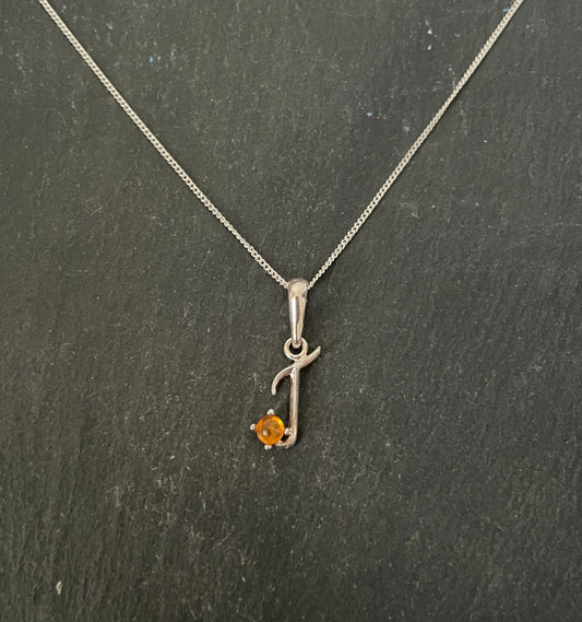 Letter J Amber Pendant image 0
