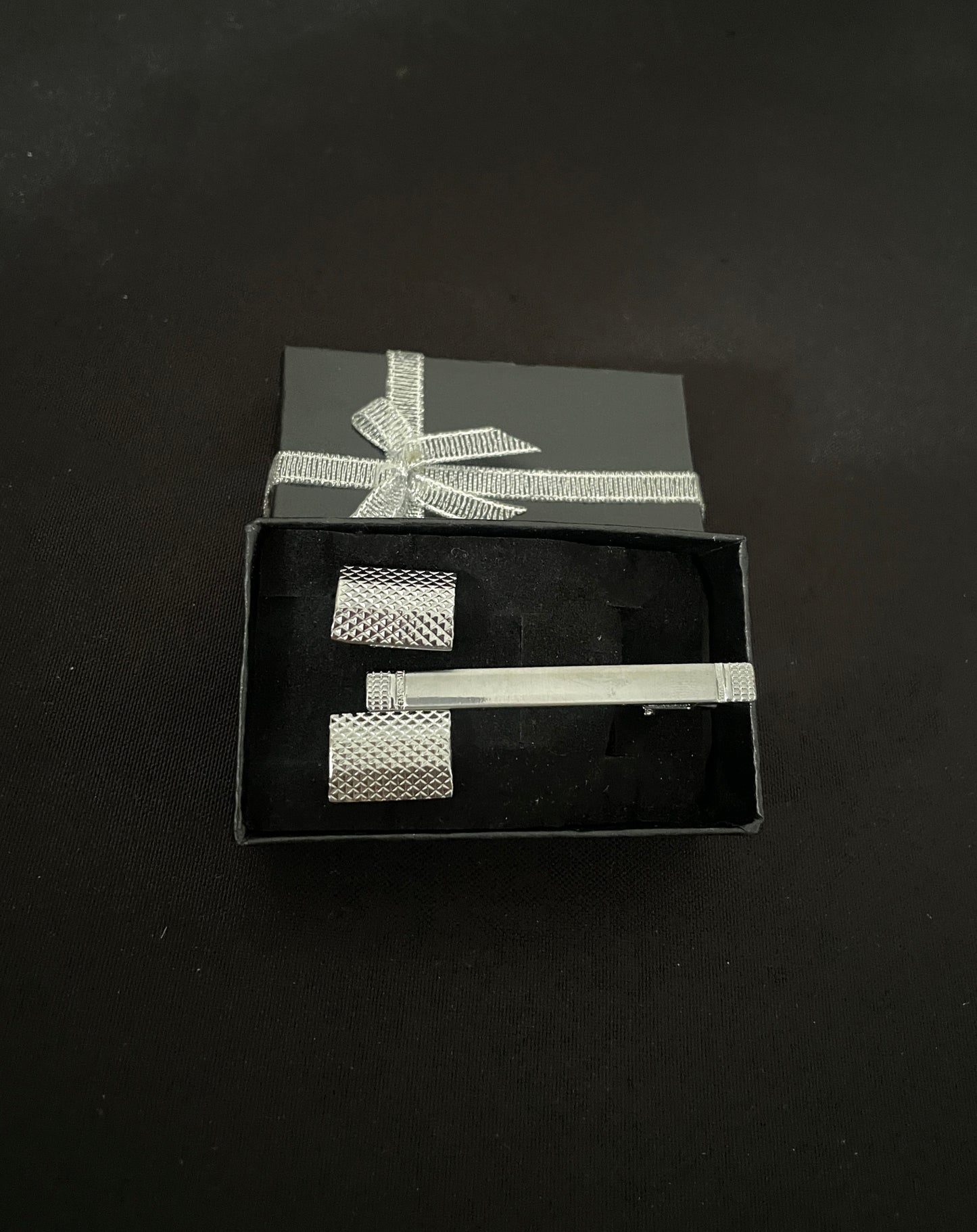 Silver Coloured Cufflink and Tie Pin Set image 1