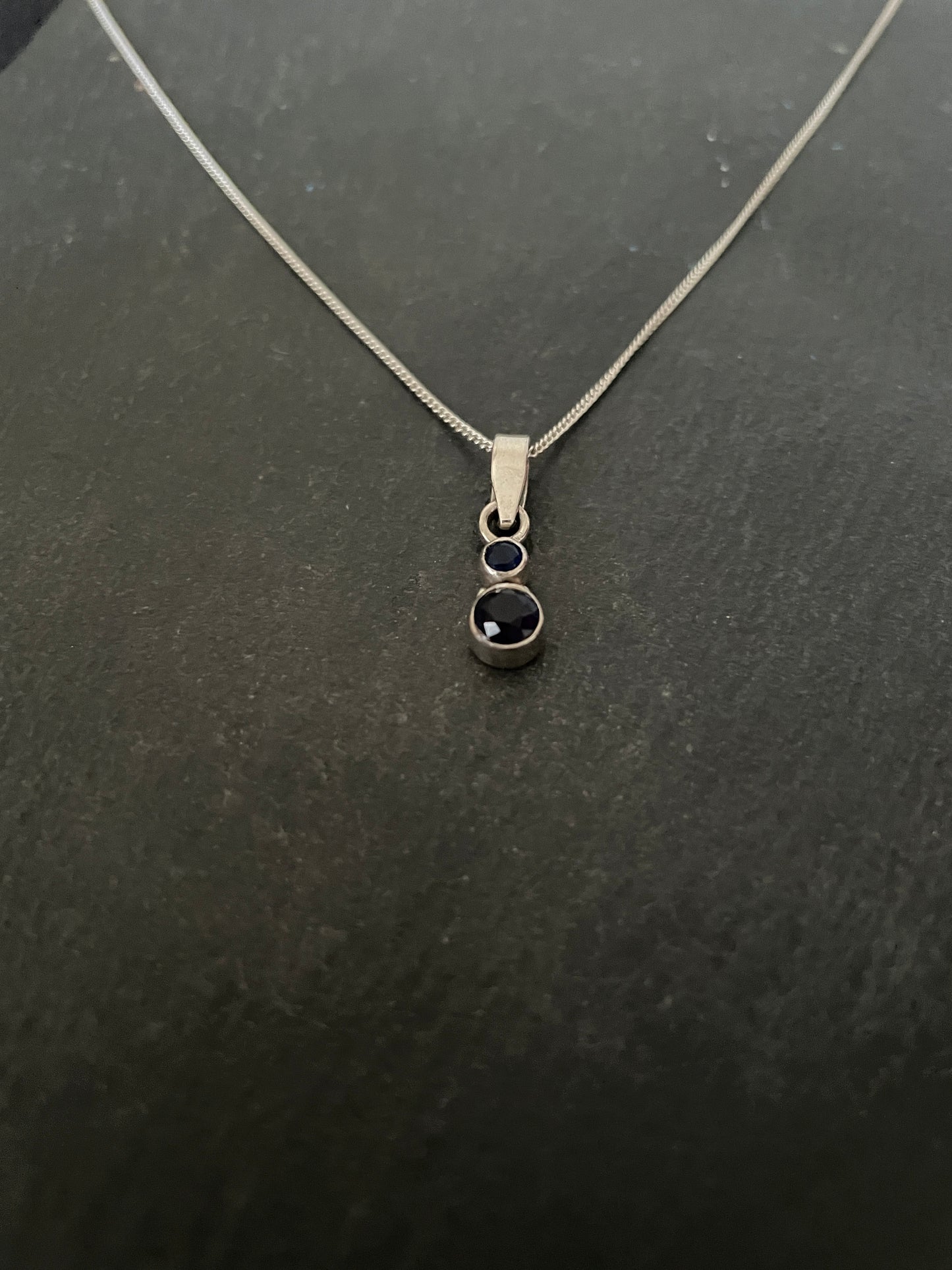 Sapphire and Silver Round Pendant image 1