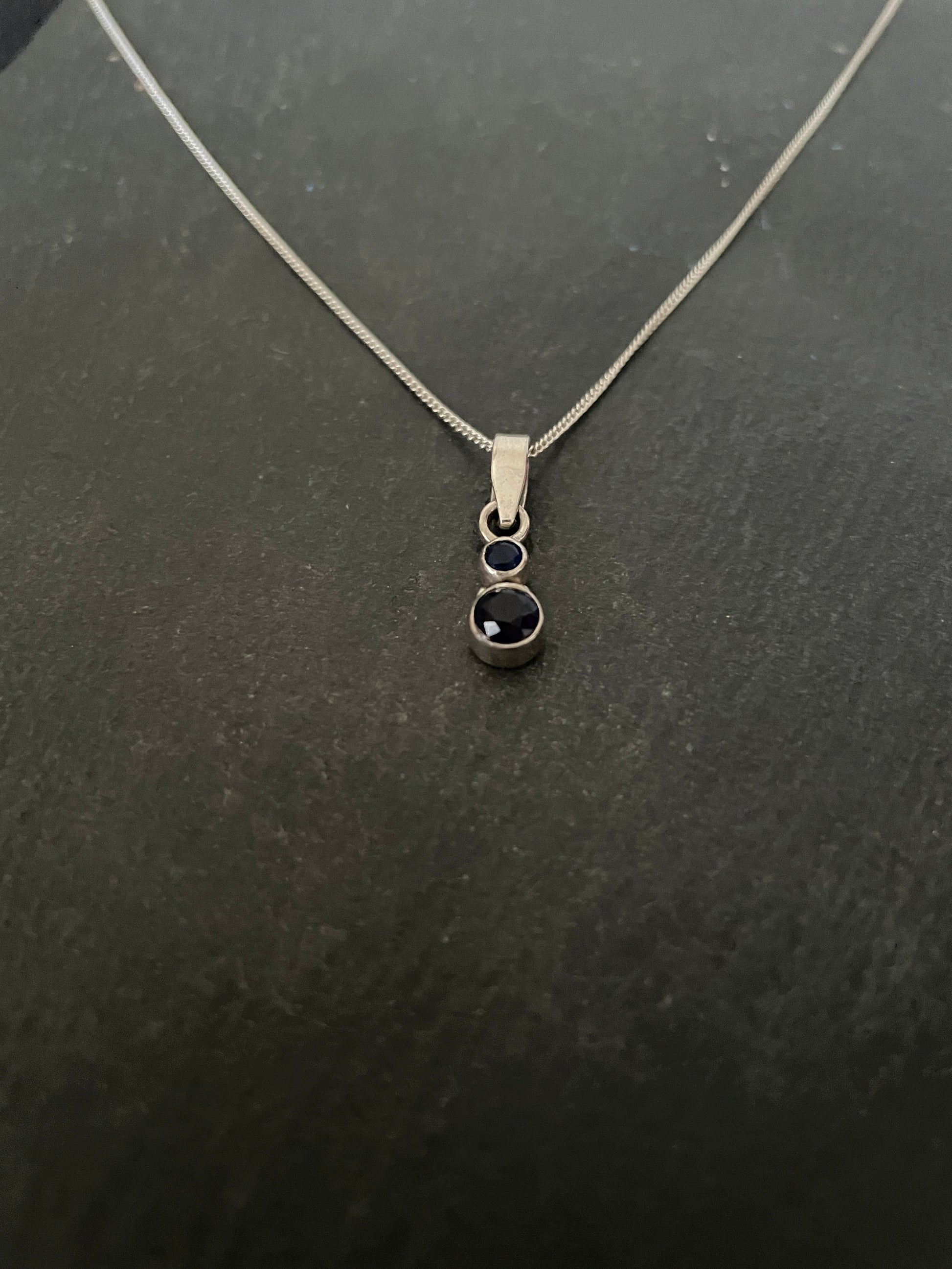 Sapphire and Silver Round Pendant image 1