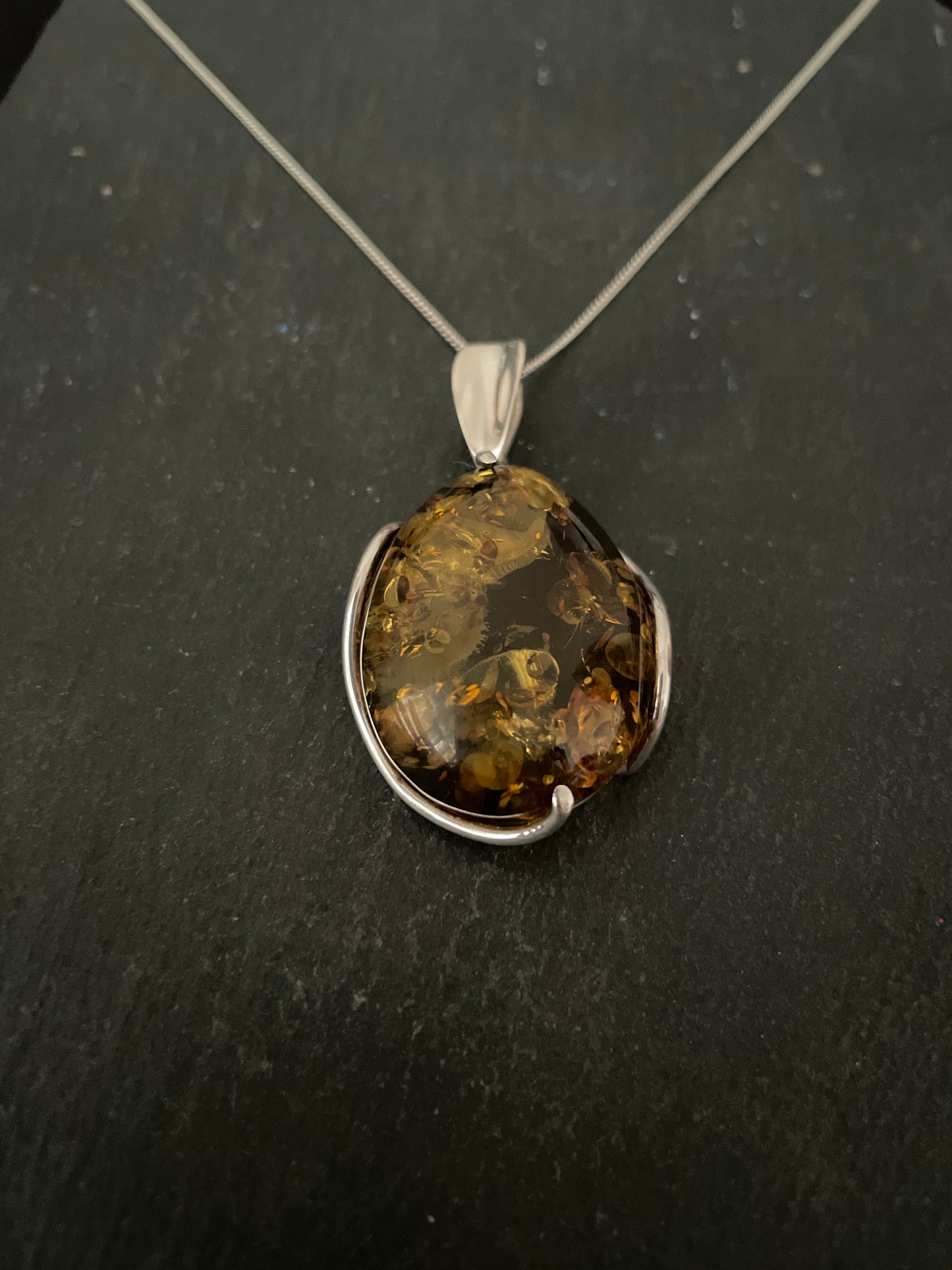 Amber and Handmade Silver Pendant image 2