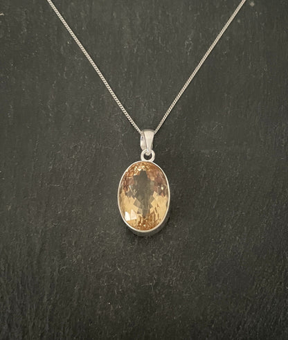 Large Citrine and Silver Pendant image 0