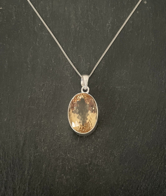 Large Citrine and Silver Pendant image 0