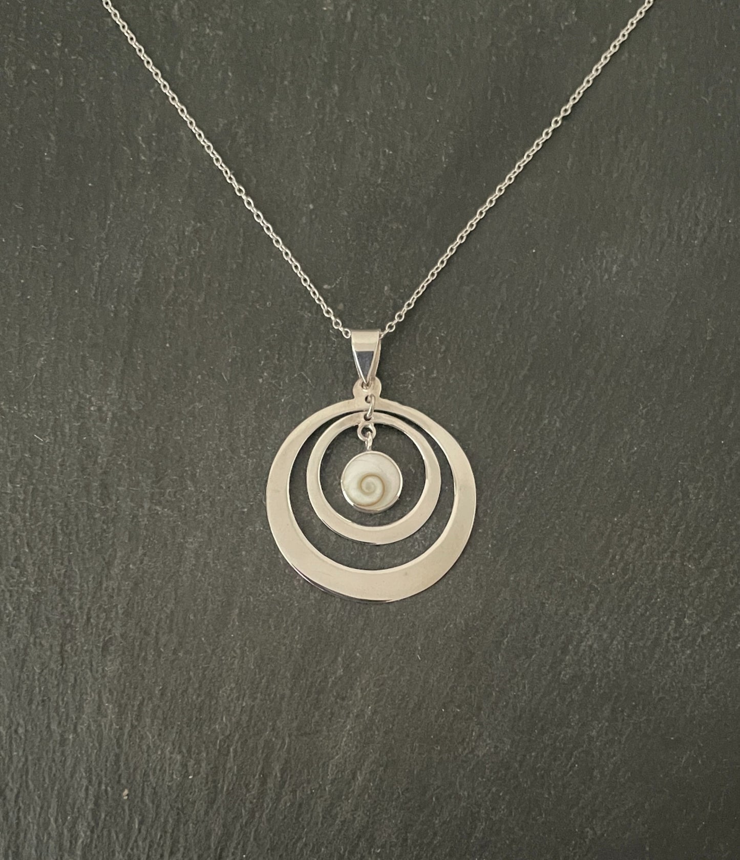 Shiva Shell and Silver Round Pendant image 0
