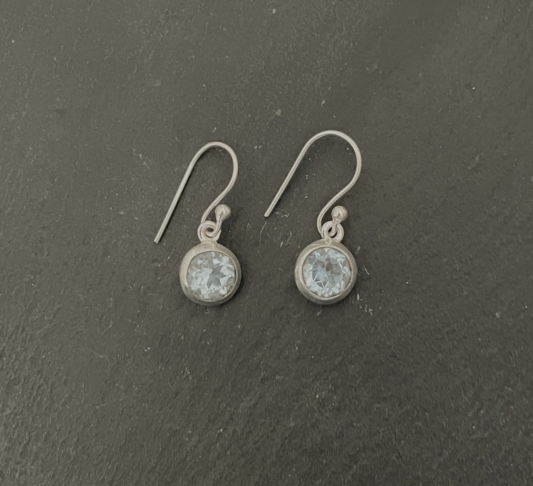 Round Blue Topaz and Silver Earrings image 0
