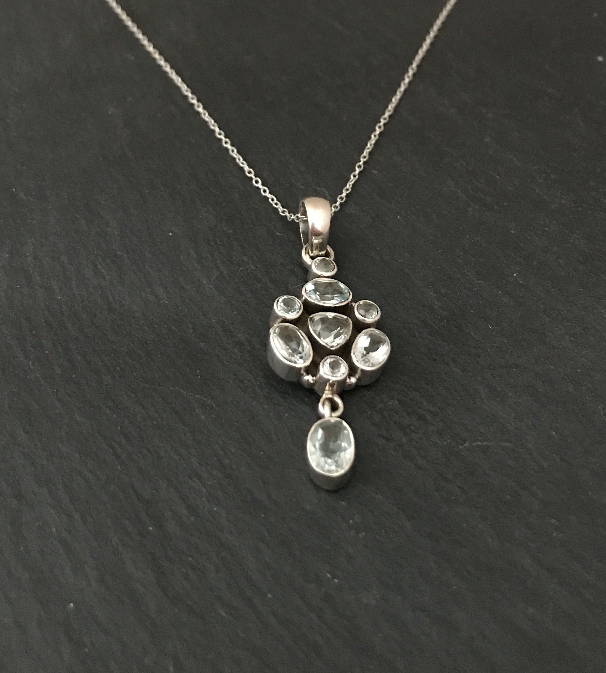 Blue Topaz Pendant with Drop image 1