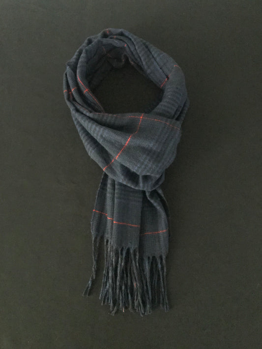 Dark Blue Checked Scarf image 0